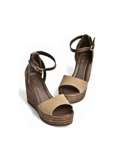 Fox Shoes Y996559102 Kahverengi Dolgu Topuklu Kadın Ayakkabı