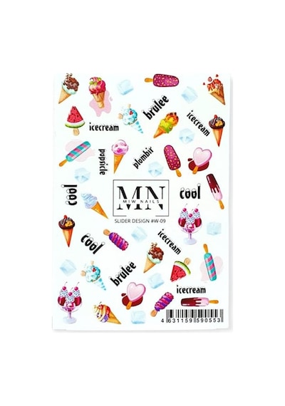 Nail Art Slider Stiker Vahşi Çiçekler W09 Beyaz