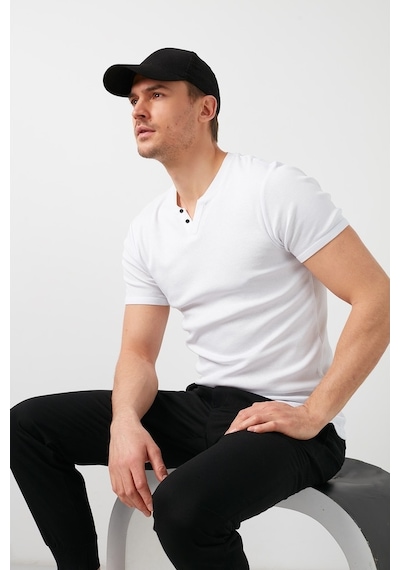 Buratti Pamuklu V Yaka Slim Fit Erkek T Shirt 5902122 Beyaz