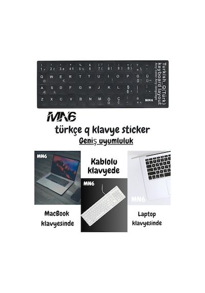 Mn6 Mtrq Türkçe Q Klavye Sticker/3 Adet-silinmez-laptop Pc Uymlu/türkçe Q Sticker