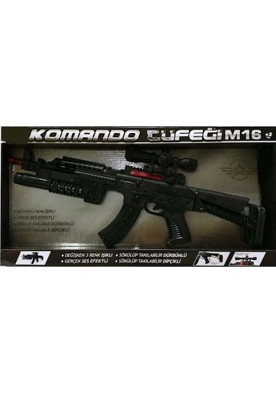Komanda Tüfeği M16 Oyuncak Silah Işıklı Sesli 56  CM