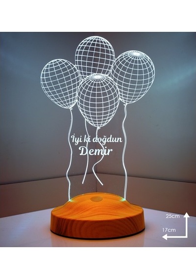 3D Uçan Balonlar Kişiye Özel Hediye 3 Boyutlu Led Lamba