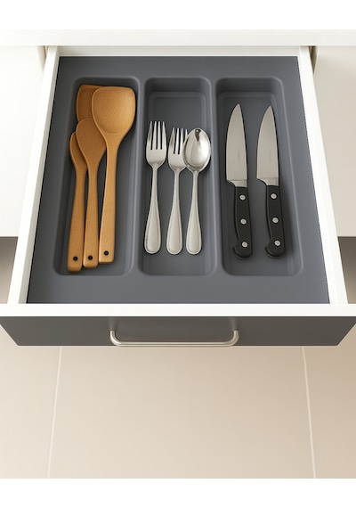 42x49 Cm Çekmece İçi Gri Kepçelik Organizer 38x40 Cm Kesilebilir Gri