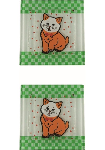 Cam Banyo Gider Kapak Süsü 2 Adet Cam Gider Kapağı 10x10 Cm Kedi Diğer