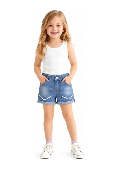 İrem Çocuk Giyim Kız Çocuk Beli Lastikli Püskül Detaylı Cepli Fermuar Kapamalı Mavi Renk Kot Şort Mavi İrem Çocuk Giyim Kız Çocuk Beli Lastikli Püskül Detaylı Cepli Fermuar Kapamalı Mavi Renk Kot Şort Mavi