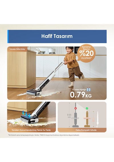 Tineco Floor One i7 Fold 22.000 PA Kablosuz Akıllı Islak Kuru Elektrikli Süpürge