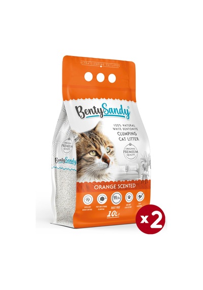 Benty Sandy Portakal Kokulu İnce Topaklaşan Bentonit Kedi Kumu 2 x 10 L