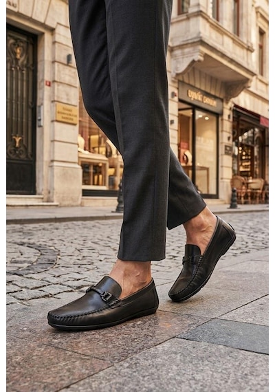 Pierre Cardin 90155 Rahat Esnek Hakiki Deri Erkek Loafer Ayakkabı Siyah