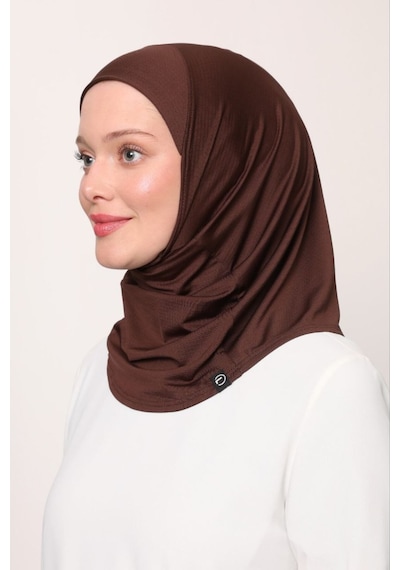 Melodi Scarf Kadın Tesettür Cimafit Nefes Alan Hazır Pratik Hijab Bone Kahverengi