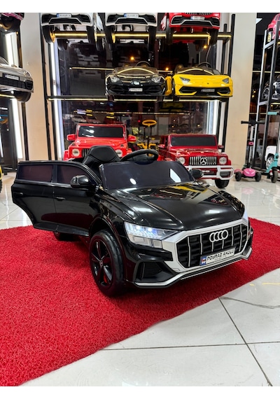 Poyraz Akülü Yumuşak Lastikli Audi Q5 12v Akülü Araba Özel Plaka 0-5 Yaş Metalik Siyah