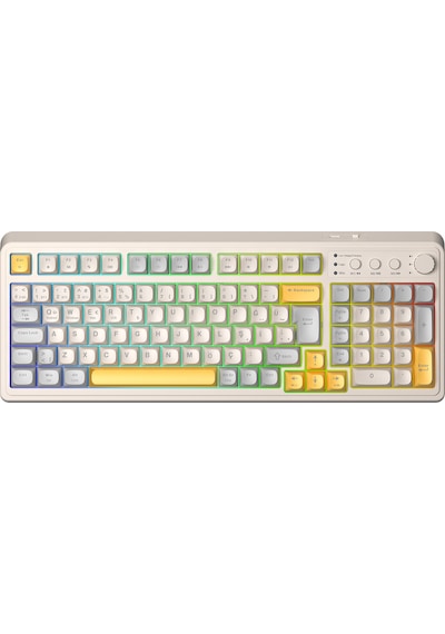Aula S99 Retro Rgb Gaming 3 Modlu Bluetooth/2.4ghz/usb-c Kablosuz Makrolu Türkçe Q Klavye Sarı