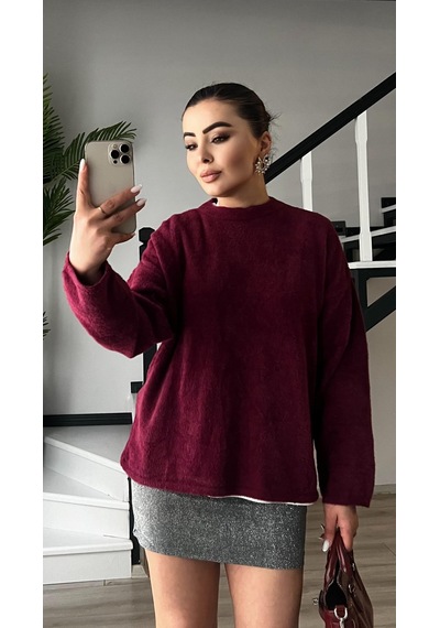 Bordo Sakallı Basic Kazak Bordo