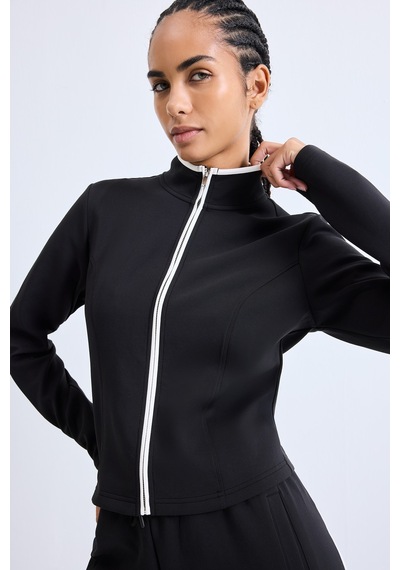Defacto Standart Fit Dik Yaka Fermuarlı Skuba Dalgıç Kumaş Basic Sporcu Hırka H8523ax26aubk81 Siyah-bk81