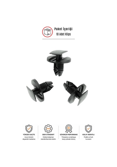 Peugeot 206 207 301 307 Cıtroen C2 C3 C4 C-elysee Uyumlu Davlumbaz Tampon Çamurluk Klipsi 10 Adet 38202820