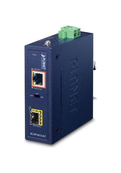 Planet Pl-ıgtp-815at 100/1000base-x To 10/100/1000base-t Poe+ Endüstriyel Poe+ Media Converter