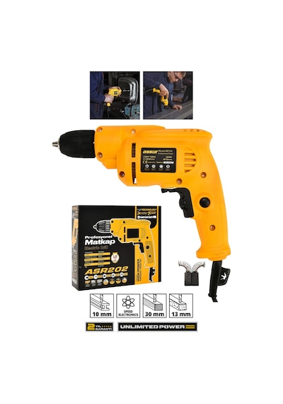 Assur ASR202 580W 10MM Elektrikli Matkap Sarı