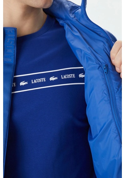 Lacoste Synthetic Fill Jacket Gizlenebilir Kapişonlu Şişme Erkek Mont Mavi Lacivert