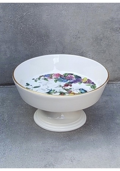Flora Ayaklı Seramik Sunum Tabağı Çok Renkli