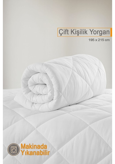 Ecotermo Çift Kişilik Mikrofiber Antialerjik Silikon Yorgan Çeyizlik Otel Yorganı 195x215 Cm Beyaz