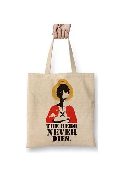 Toyaso One Piece Luffy Mugiwara Bez Çanta Uzun Saplı Alışveriş Çantası Plaj Çantası Beyaz