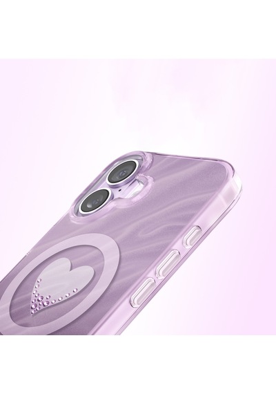 İphone 17 Uyumlu Kılıf M-safe Özellikli l Swarovski Taşlı Zore Paris Rovix Sert Pc Kapak Mor