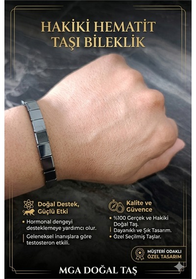 Hematit Bileklik - Hematit Taşı Bileklik - Kare Hematit Bileklik - 2026 En Bileklik Gri Gri