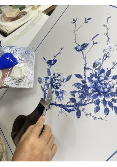 The Mia Tbl0093 Blue Blanc Tablo 64x90x4 Cm