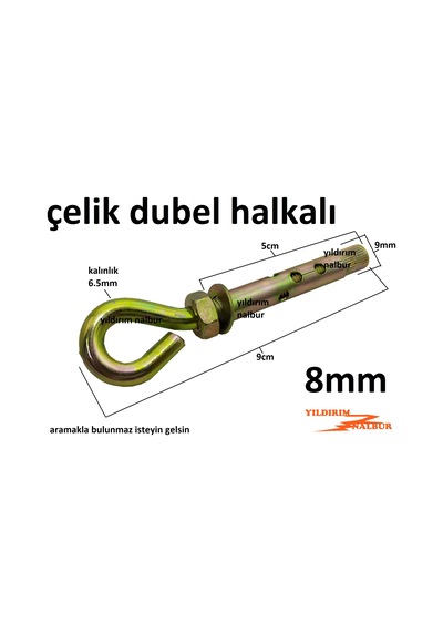 Halkalı Çelik Dubel Metrik 8 Saglam İyisi Çakma Dube Kancalı Dube