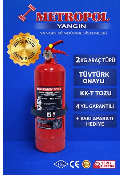 Metropol 2 Kg Tozlu Yangın Tüpü, Yangın Söndürme Tüpü.yangın Söndürücü.tekne Sertifikalı Yangın Tüpü.