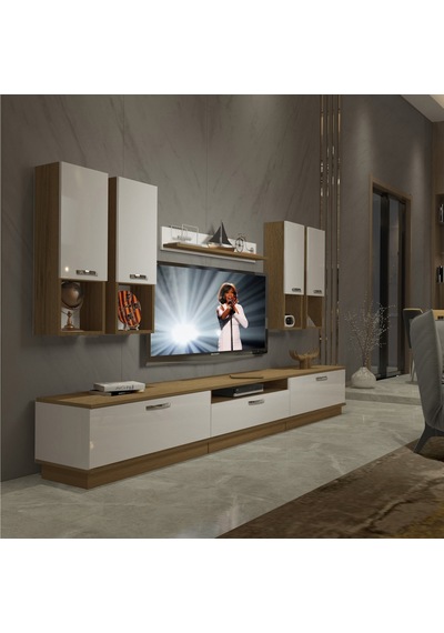 Decoraktiv Trendstyle 8da Mdf Tv Ünitesi Tv Sehpası - Pera Beyaz Meşe - Beyaz