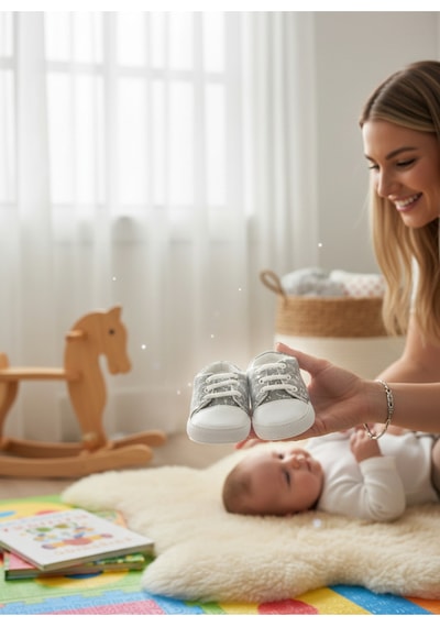 Balbeybi Bebek Klasik Müzik Notalı Ayakkabı Kaydırmaz Taban İlk Adım Ortapedik Yumuşak Taban Günlük Gri