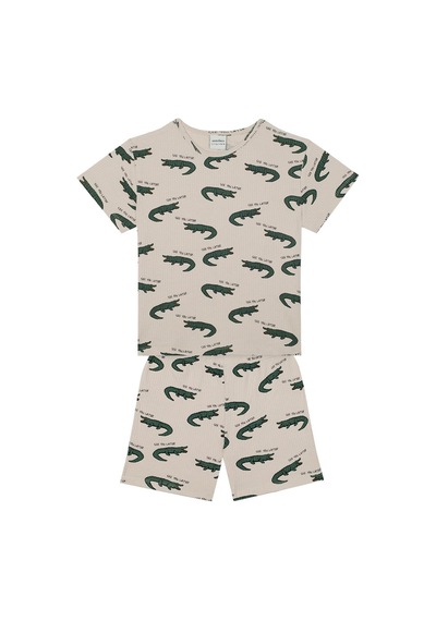Antebies Organik Gots Sertifikalı Yeşil Timsah Desenli Beli Lastikli Tshirt Şort Erkek Çocuk Pijama Takımı Antebies Organik Gots Sertifikalı Yeşil Timsah Desenli Beli Lastikli Tshirt Şort Erkek Çocuk Pijama Takımı