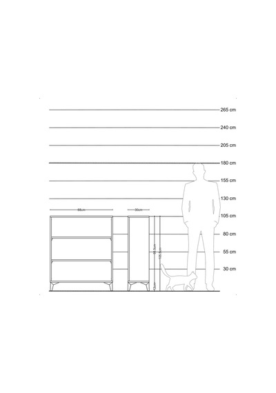 Arges Şifonyer 2 Raflı 88x30x106 Çam-çam Çam