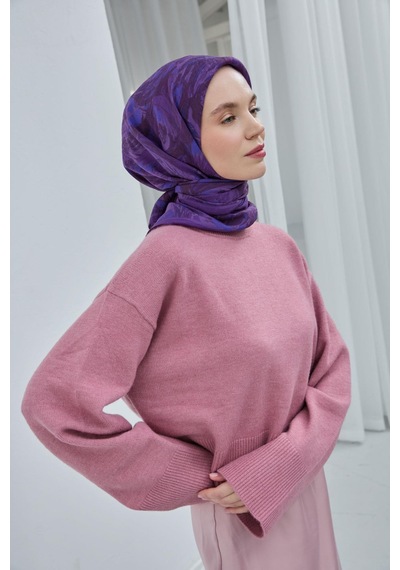 Silk Home Viskon Velora Eşarp Erguvan Mor Desenli Yumuşak Dokulu Tok Duruşlu 90x90 Çok Renkli