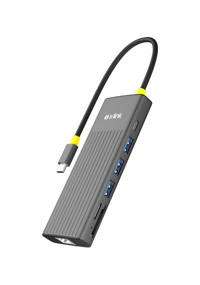 Tr Sw-u709 9 İn 1 Gri Metal 4k 60hz Hdmı 100w Pd, Rj45 Gigabit, 3xusb 3.2, Sd/tf Type C Hub Adaptör