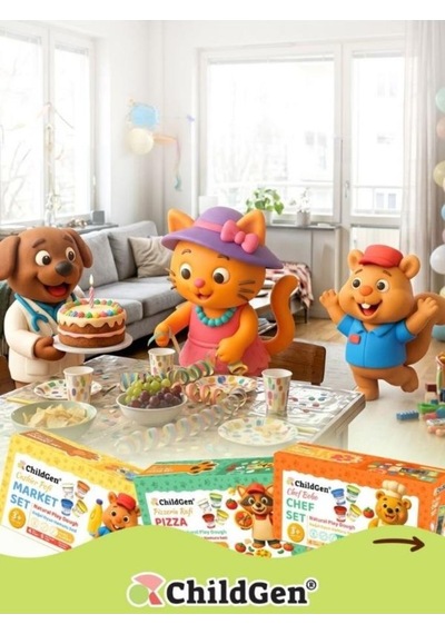 Childgen Doğal Oyun Hamuru Sevimli Patiler - Chef Set Turuncu