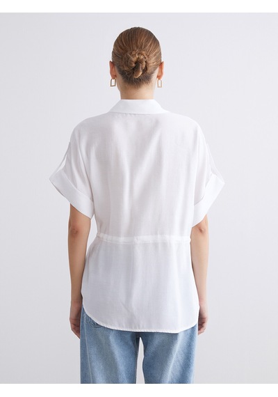 Lcwaıkıkı Classic Beyaz Modal Karışımlı Oversize Kadın Gömlek
