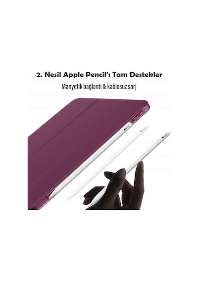Apple Uyumlu iPad Air 6 11 Inç M2 Çip 2024 Tablet Kılıfı İnce Tasarım Smart Cover Standlı Akıllı Kapak Kılıf