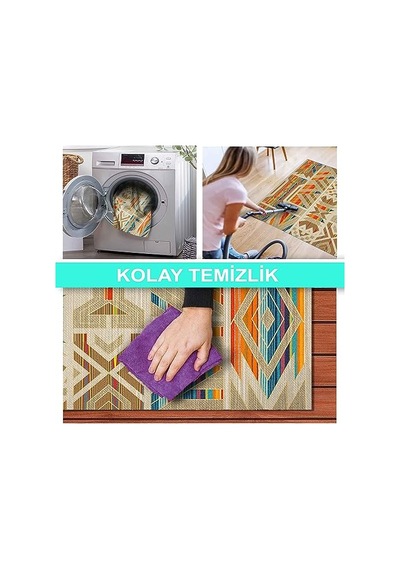 Kadife Kaymaz Pamuk Tabanlı Yıkanabilir Antibakteriyel Salon Halısı 120x180 Diğer