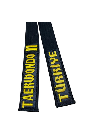 Refleks Taekwondo 1.kalite Sarı İsim Nakışlı 2.dan Siyah Kuşak Siyah