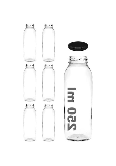 250 Ml Metal Kapaklı 6 Adet Şeffaf Meyve Suyu Şişesi, Pratik Kullanım 0