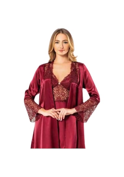 Carmella Çeyiz 6 Lı İpek Saten 1020 Sabahlık Gecelik Takım Bordo