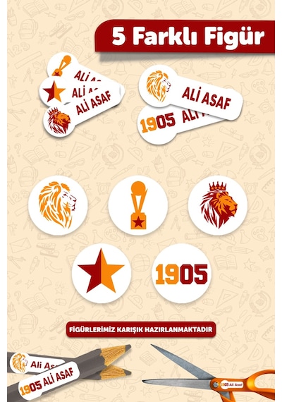 Okul Etiketi Kalem Defter İsimli Etiket Isim Yazılabilen Voleybol Set - 190 Adet Özel Tasarım Etiket Çok Renkli
