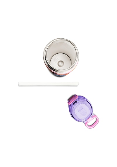 Coral High Kids Pembe Mercan Fashion Girl Desenli Pipetli Ve Direkt İçim Çelik Termos 500 Ml 31869 Metal