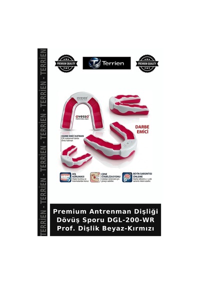 Premium Antrenman Dişliği Dövüş Sporu Dgl-200-wr Prof. Dişlik Beyaz-kırmızı Beyaz - Kırmızı
