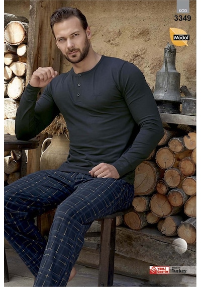 Erkek Aydoğan Modal Uzun Kol Pijama Takımı 3349 Lacivert02 Lacivert02