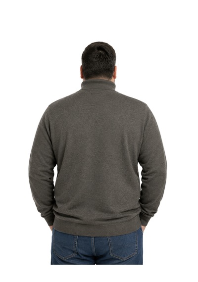 Battalmoda Erkek Büyük Beden Koyu Vizon Tam Balıkçı Triko Kazak 3xl-4xl-5xl-6xl