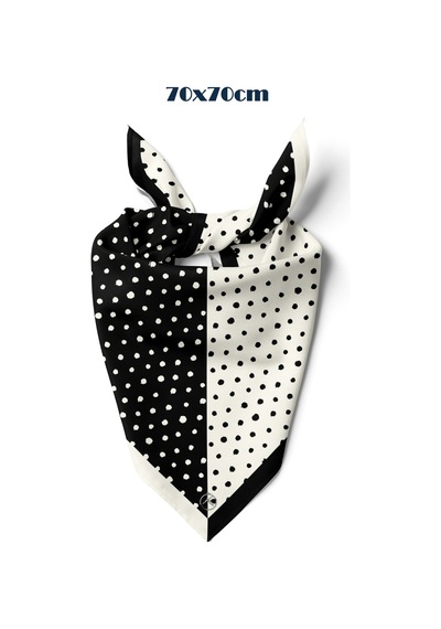 İkilem Puantiye Desen 70 70cm Bandana/fular Siyah