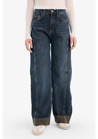 Defacto Barrel Fıt Yüksek Bel Bilek Boy Jean Yıkamalı Pantolon G7614ax25cwnm34 Mavi-nm34