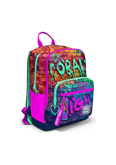 Coral High Dört Bölmeli Pembe Lacivert Grafiti Ortaokul Çantası - Kız Çocuk